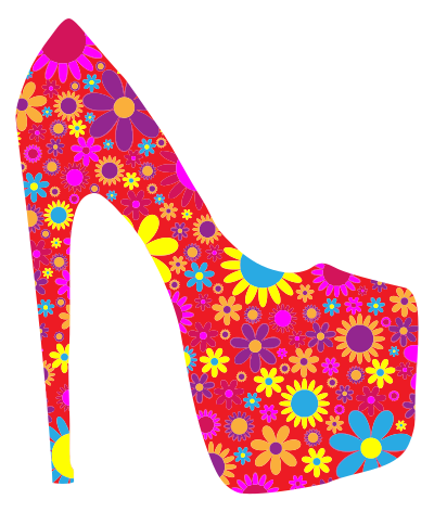 Retro Floral Shoe clipart