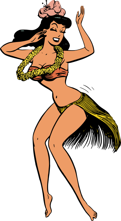 Retro hula dancer comic clipart