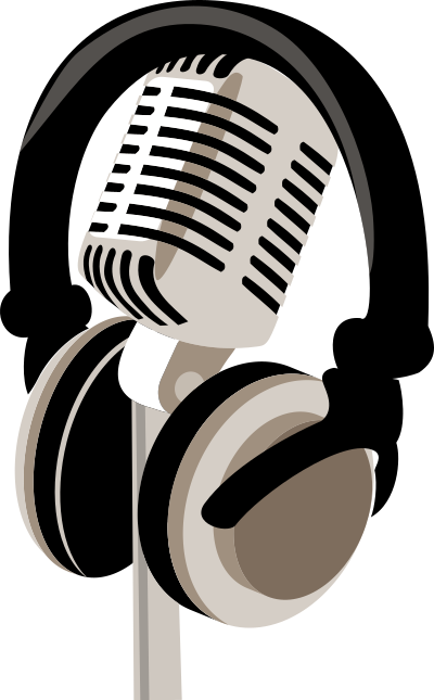 Retro microphone and headphones clipart