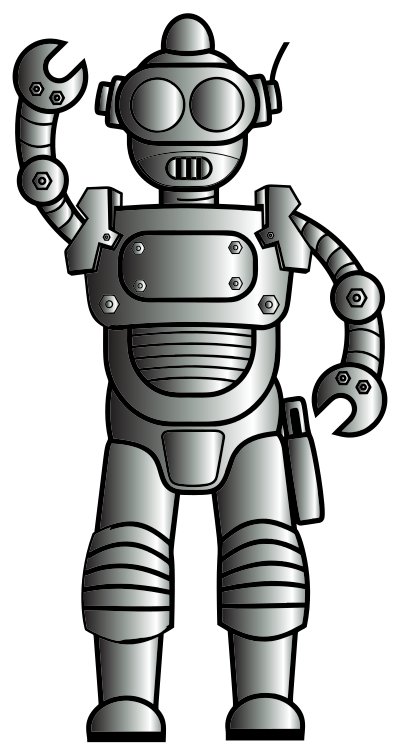 Retro Robot Line Art Duochrome clipart