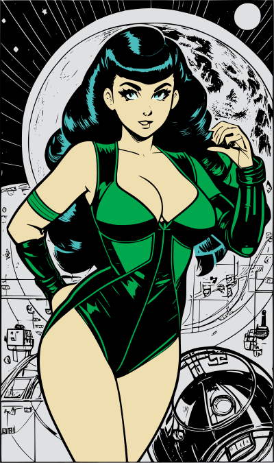 Retro science fiction woman – Colour Remix clipart