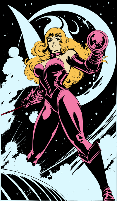 Retro science fiction woman in space – Colour Remix clipart