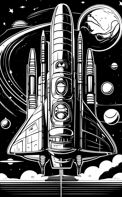 Retro space ship clipart
