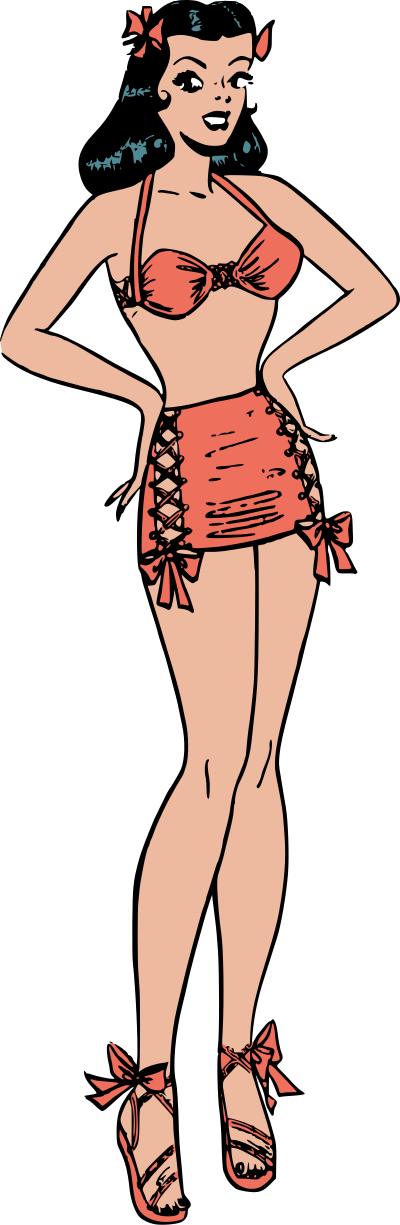 Retro swimsuit model clipart