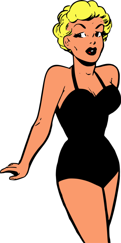 Retro swimsuit woman clipart