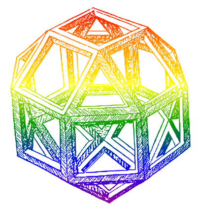 Rhombicuboctahedron, by Leonardo da Vinci, in a Blend of Rainbow Colors clipart