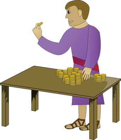 Rich young man counting clipart