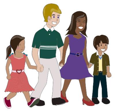 Ridiculously Happy Biracial Family clipart