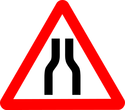 Roadign narrows both clipart