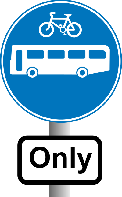 Roadsign Buses and bikes clipart