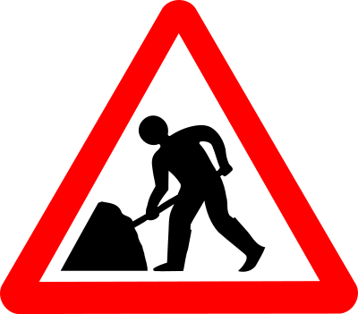 Roadsign man w umbrella clipart