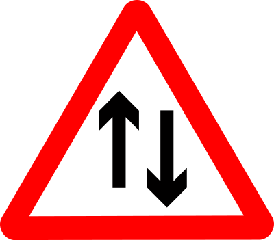 Roadsign two way ahead clipart