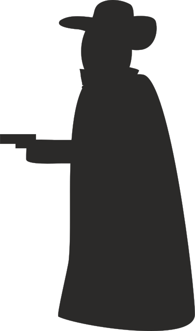 Robber with gun silhouette clipart