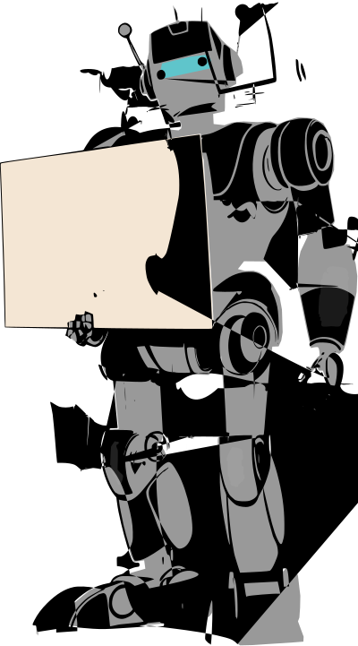 Robot Holding Sign - Colour Remix clipart