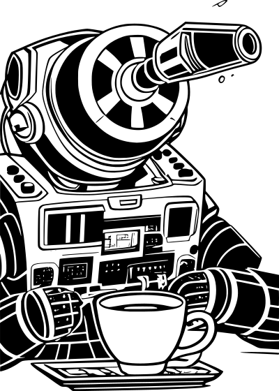 Robot making tea clipart