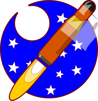 Rocket in open space clipart