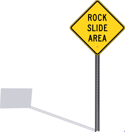 Rockslide sign with shadow clipart
