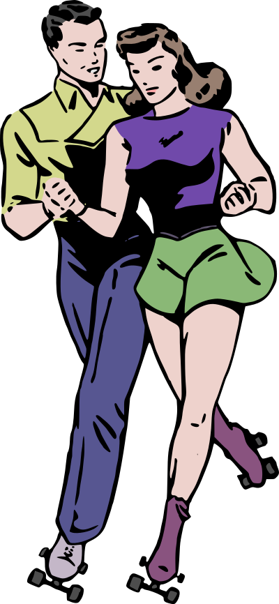 Roller Skating Couple - Colour Remix clipart
