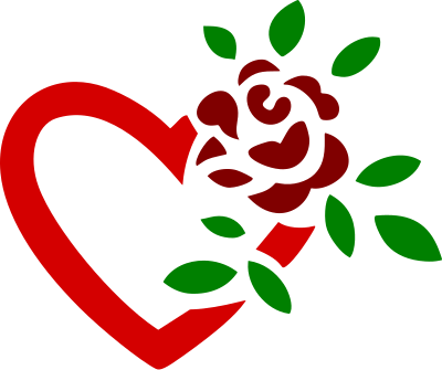 Rose and heart (colour) clipart