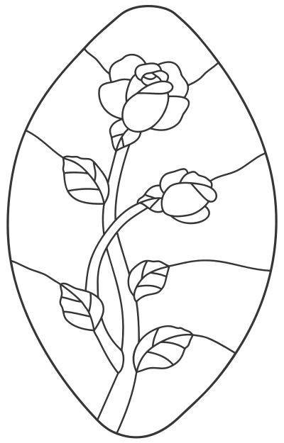 Rose Stained Glass Line Art clipart