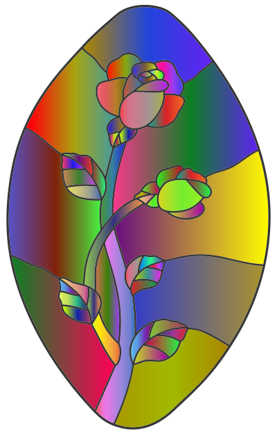 Rose Stained Glass Line Art Polyprismatic clipart