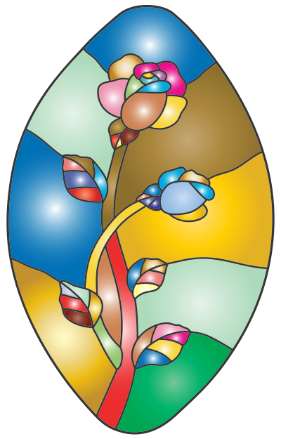Rose Stained Glass Line Art Prismatic clipart