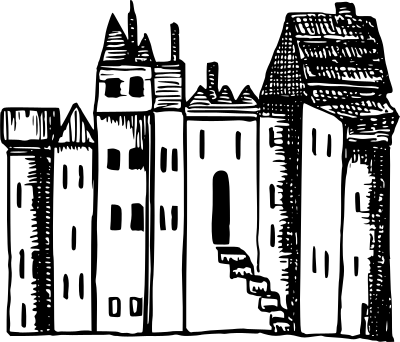Roughly-drawn castle clipart