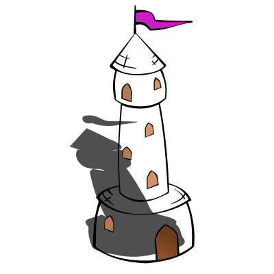 RPG map symbols: Round Tower with Flag clipart