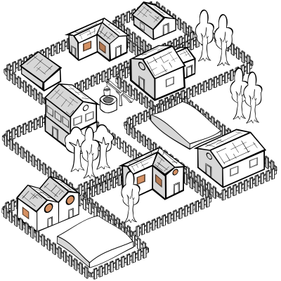 RPG map symbols: Village clipart