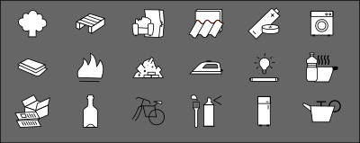 Rubbish types symbols clipart