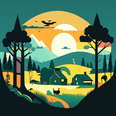 Rural landscape clipart