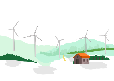 Rural Wind Turbine Scene clipart