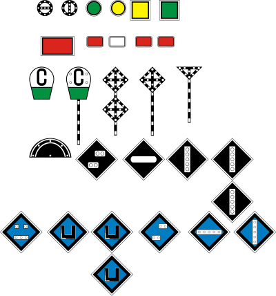 Russian (Soviet) signs of travel and signaling railways clipart