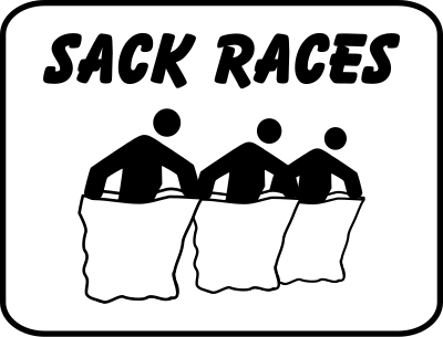 Sack races sign clipart