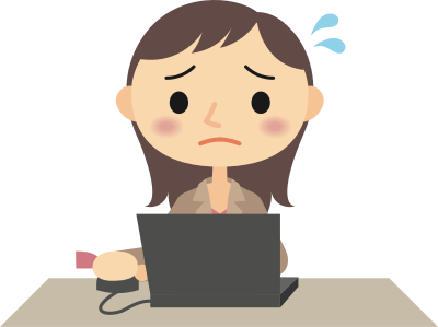Sad and upset at computer work clipart