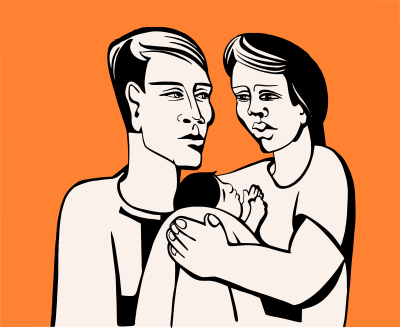 Sad Couple and Baby clipart