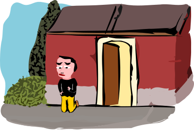 Sad man on his knees clipart