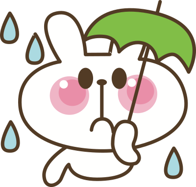 Sad rabbit with umbrella clipart
