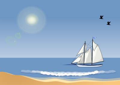 Sailboat at a Beach clipart