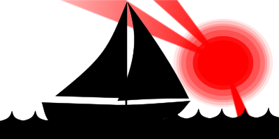 Sailboat Under Red Sun clipart