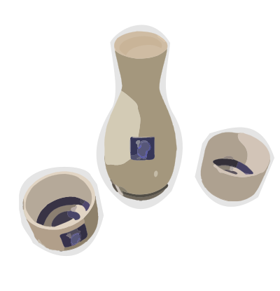 Sake Bottle and Cups clipart