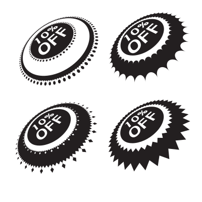 Sale stickers black and white clipart