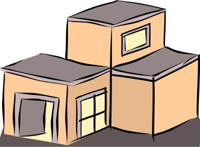 Salmon coloured building clipart