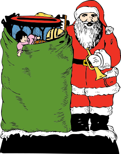 Santa and his bag clipart