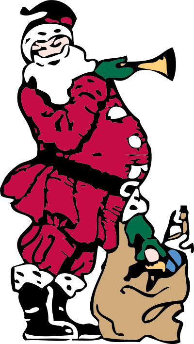 Santa and his toy bag clipart