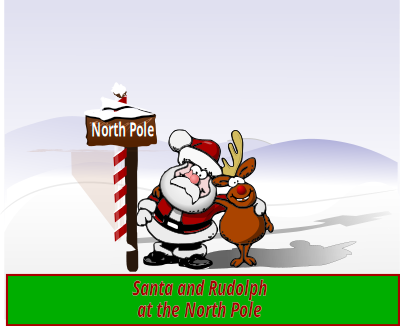 Santa and Rudolph at the North Pole clipart