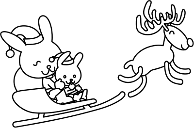 Santa Bunny Coloring Page clipart