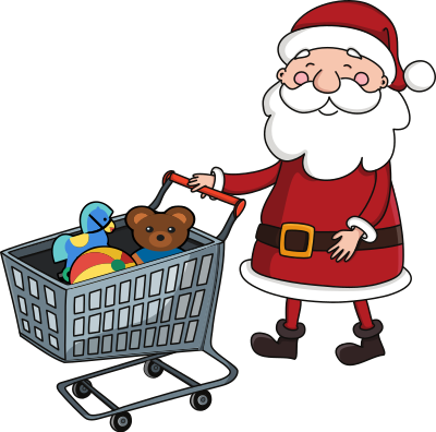 Santa Claus Pushing Shopping Cart - Remix clipart