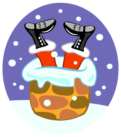 Santa Claus Stuck In Chimney clipart