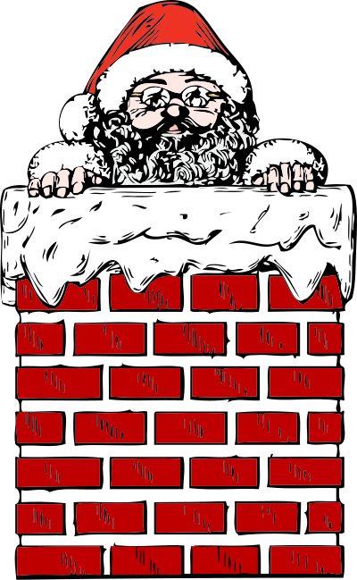 Santa in a chimney clipart